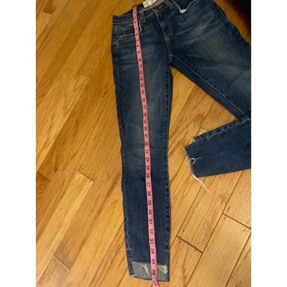 Current/Eliiott women's dark mid-rise skinny cut hem freyed ankle jeans size 25 - Picture 7 of 9